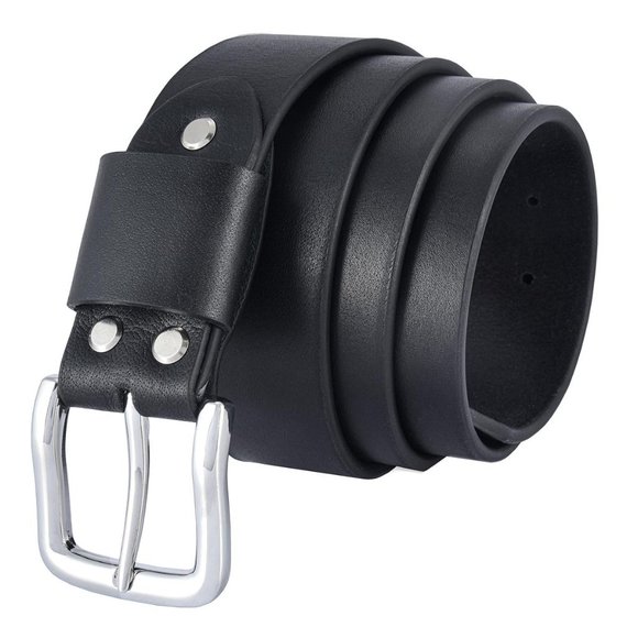 Black Finish Buffalo Full Grain Thick Heavy Leather Belt - Free Personalization - Picture 1 of 14